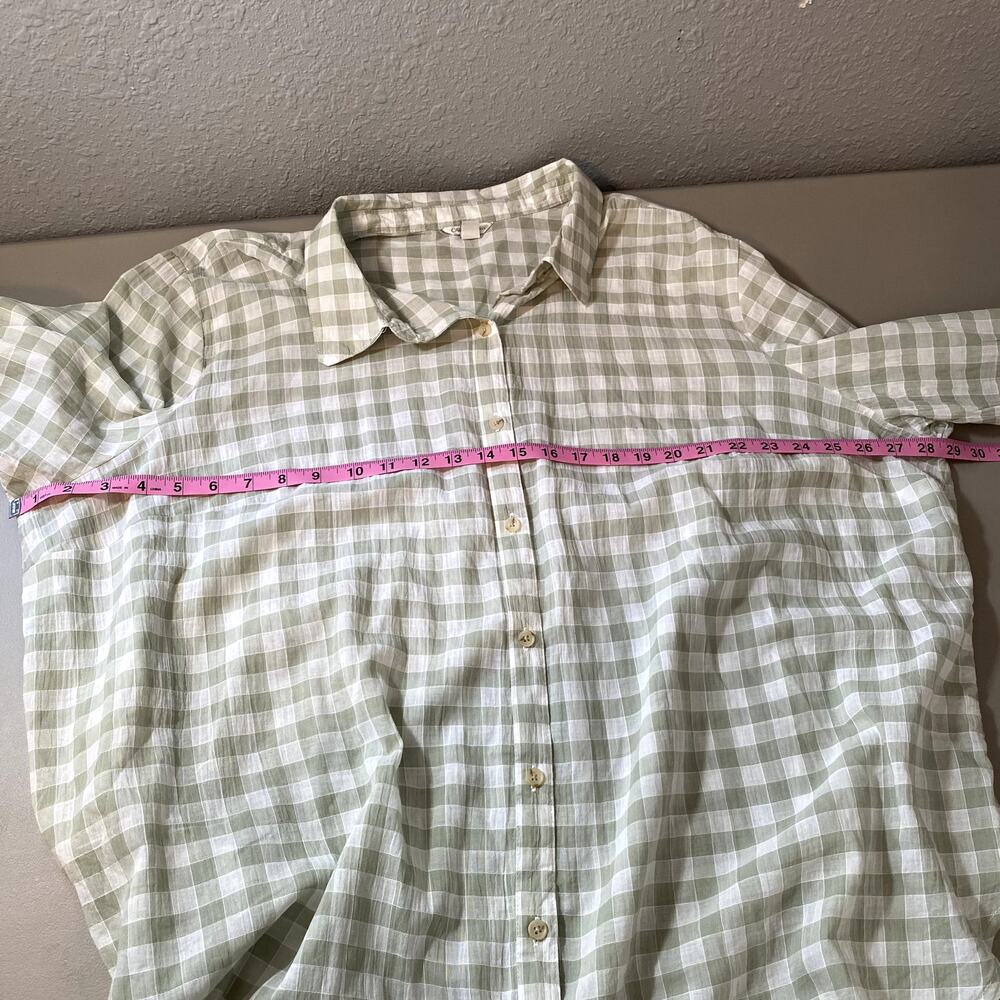 Cato Womens 22/24W 3X Plaid Short Sleeve Button Up Down Plus Green White - Picture 5 of 7